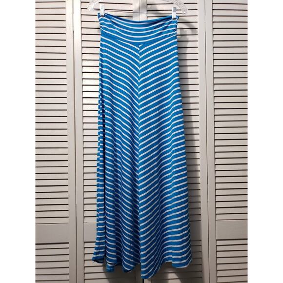 Ko Ko Ailis Maxi Skirt Women's Size Small Blue White Stripe Wide Waistband - Picture 4 of 12